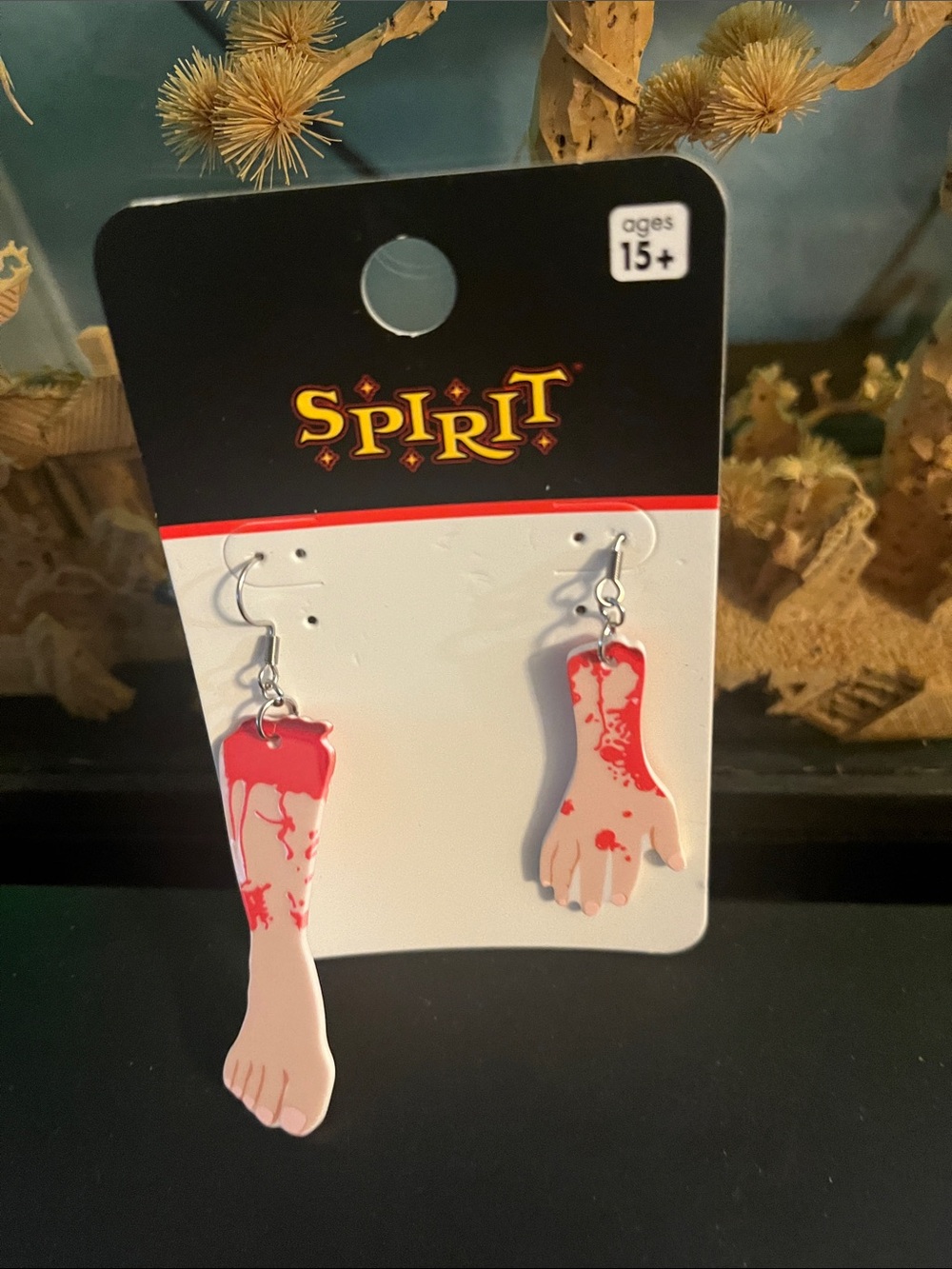 Spirit Pink and Red Bloody Hand & Foot Dangle Earrings